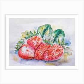 Strawberry Watercolor Figure Art Print