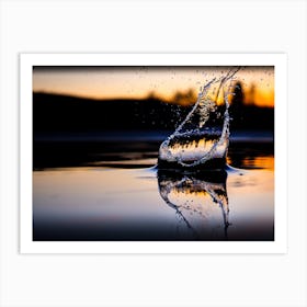 Water Splash At Sunset Art Print