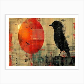 Temporal Resonances: A Conceptual Art Collection. Bird On The Wall Art Print