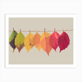 Falling for Fall -mAutumn Leaves Hanging On A Line Art Print