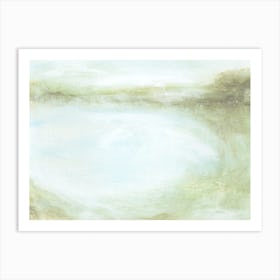 Harmonious - Abstract Landscape Muted Blue Green Painting Art Print