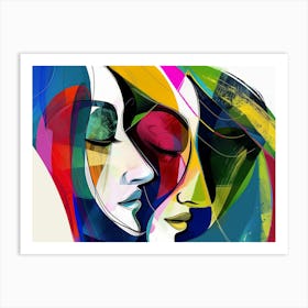 Two Faces Of Women Art Print