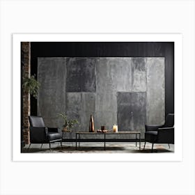 Abstract Retro Design Featuring Block Patterns Mimic Aged Concrete With Rough Texture Set Against T (6) Art Print