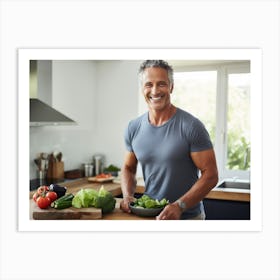 Healthy Man In Kitchen Art Print