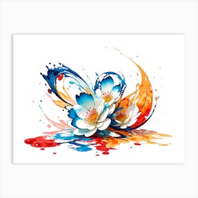 Abstract Paint Splash Flower Arrangement 8 Art Print