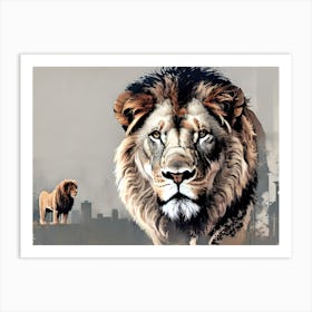 Lions In The City Art Print