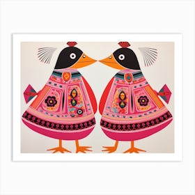Duck 2 Folk Style Animal Illustration Art Print