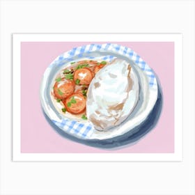 A Plate Of Shawarma, Top View Food Illustration, Landscape 4 Art Print