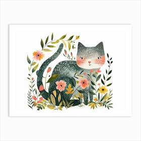 Little Floral Cat 6 Art Print