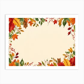 A Festive Thanksgiving Card Autum Leaves In Hues Of Burnt Orange Ripe Red Green And Sun Kissed Ye (6) Art Print