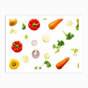 A Cornucopia Abundant With Seasonal Vegetables Like Radishes Beans Tomatoes And Broccoli Placed A (5) Art Print