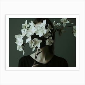 Woman With Flowers On Her Face 1 Art Print