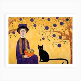 Gustav Klimt Woman With A Cat Art Print