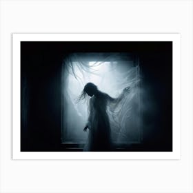 Ephemeral Entity Vocalizing Painful Sounds Through The Ethereal Partition Ghostly Silhouette Caught (1) Art Print