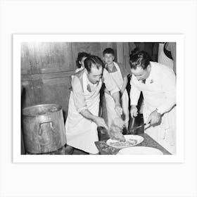 Preparing Dinner At The Portuguese American Festival Of The Holy Ghost, Novato, California By Russell Lee Art Print