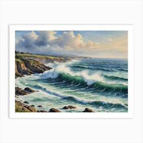 Power and Grace on the Edge of the World Cliffs And Waves Art Print