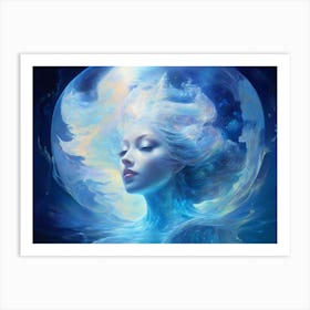 Woman In The Moon Art Print