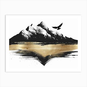 Mountain With A Bird Art Print