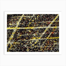 Black Abstraction Rain In Space 1 Art Print