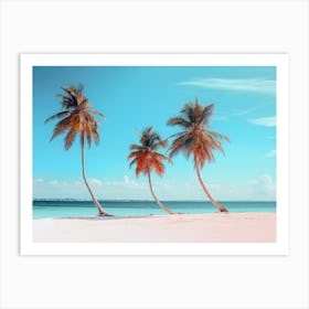 Three Palm Trees On The Beach Art Print