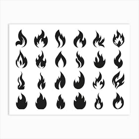 Black Fire Flame Set Art Print