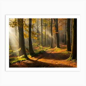 Forest With Sunbeams 01 Art Print