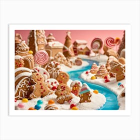 Festive Gingerbread Cookies Positioned As Companions Frosting Detailing To Bring Out A Friendly App Art Print