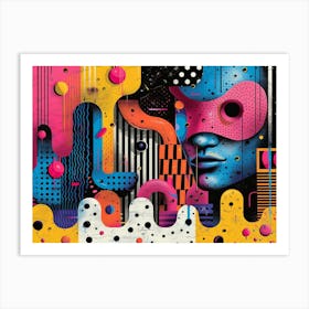 SynthGeo Shapes: A Cartoon Abstraction Abstract Painting 6 Art Print