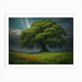 Photoreal Experience The Breathtaking Beauty Of A Solitary Tre 1 Art Print