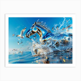 "Chrome Horse Rising from the Sea" Art Print