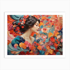 Woman With Flowers 4 Art Print