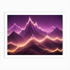 Abstract Mountains Illuminated By Vibrant, Neon Lights, Creating A Surreal And Futuristic Landscape Art Print