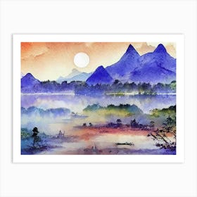 Sunrise Over The Water  Art Print