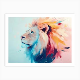 Lion Animal Abstract Art In Pastel Colors 2 Art Print