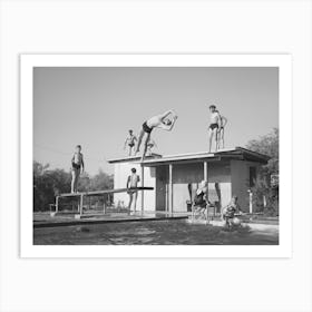 Youngsters In The Swimming Pool At The Dude Desert Ranch At Coolidge, Arizona By Russell Lee Art Print