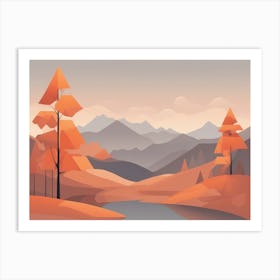 Misty mountains horizontal background in orange tone 57 Art Print
