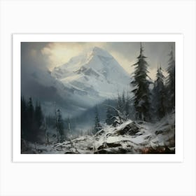 Rustic Winter Painting Vintage Art Print