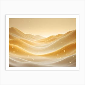 A Golden, Abstract Landscape With Rolling Hills And Glowing Particles Art Print