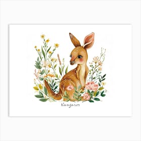 Little Floral Kangaroo 1 Poster Art Print