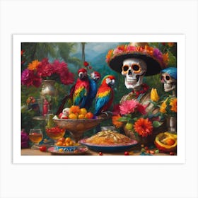 Tropical dinner party Art Print