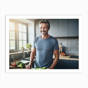 Healthy Man In Kitchen 3 Art Print
