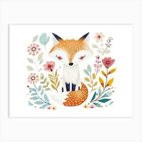Little Floral Arctic Fox 3 Art Print