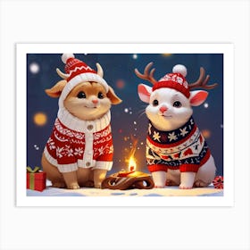 Christmas Animals 2 Art Print