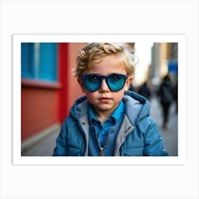 Portrait Of A Young Boy Wearing Sunglasses Art Print