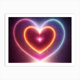 A Colorful Glowing Heart On A Dark Background Horizontal Composition 67 Art Print