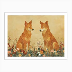 Floral Animal Illustration Dingo 2 Art Print