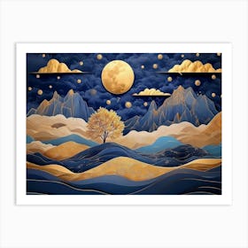 Moonlight Landscape Art Print