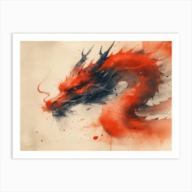 Calligraphic Wonders: Red Dragon 1 Art Print