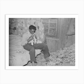 Southeast Missouri Farms, Son Of Sharecropper Dressing In Combination Bedroom And Corn Crib By Russell Lee Art Print