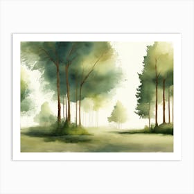 Watercolor Of Trees Art Print